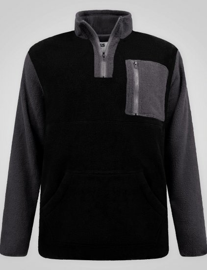 D555 Daly Quarter Zip Fleece Sweatshirt Sort/Grå - Trøjer og hættetrøjer - Trøjer og Hættetrøjer i store størrelser - 2XL-14XL