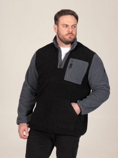 D555 Daly Quarter Zip Fleece Sweatshirt Sort/Grå - Trøjer og hættetrøjer - Trøjer og Hættetrøjer i store størrelser - 2XL-14XL