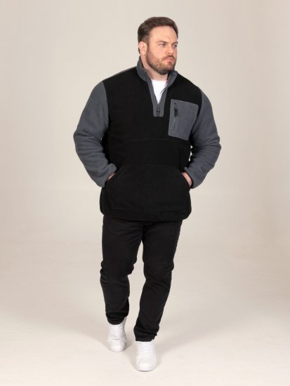 D555 Daly Quarter Zip Fleece Sweatshirt Sort/Grå - Trøjer og hættetrøjer - Trøjer og Hættetrøjer i store størrelser - 2XL-14XL