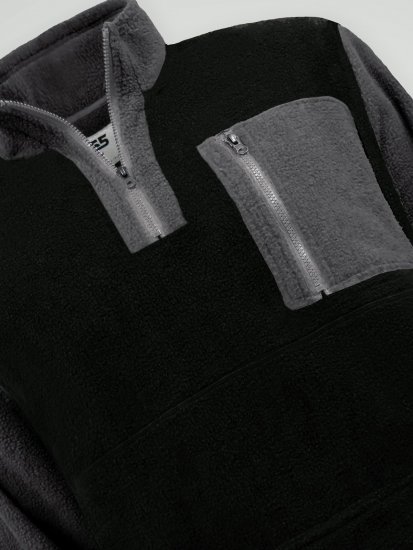 D555 Daly Quarter Zip Fleece Sweatshirt Sort/Grå - Trøjer og hættetrøjer - Trøjer og Hættetrøjer i store størrelser - 2XL-14XL