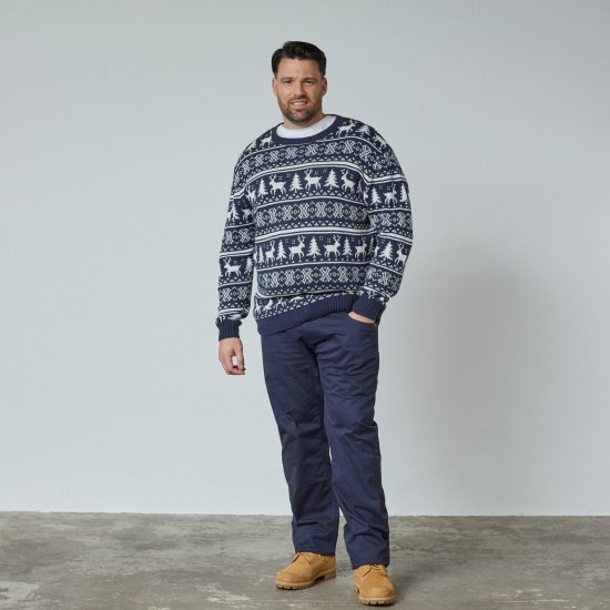 North Latitude 63144 Fjell Reindeer Knit Mørkeblå - Trøjer og hættetrøjer - Trøjer og Hættetrøjer i store størrelser - 2XL-14XL
