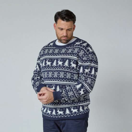 North Latitude 63144 Fjell Reindeer Knit Mørkeblå - Trøjer og hættetrøjer - Trøjer og Hættetrøjer i store størrelser - 2XL-14XL