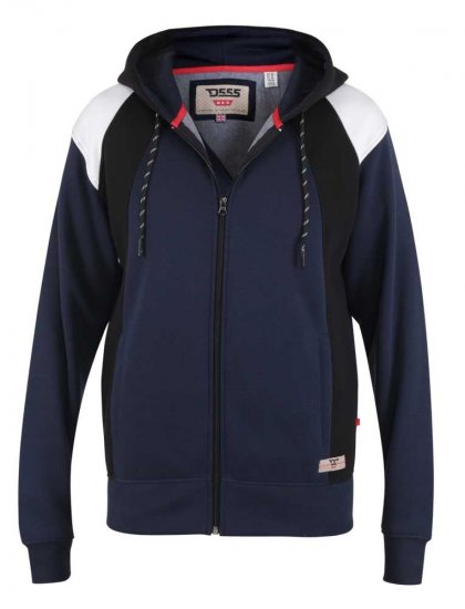 D555 Silverton Contrast Panneled Hoodie Navy - Trøjer og hættetrøjer - Trøjer og Hættetrøjer i store størrelser - 2XL-14XL