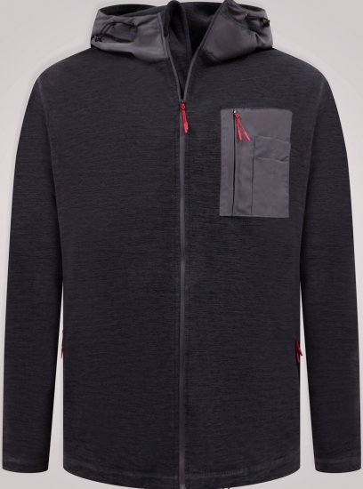 D555 Damien Micro Fleece Zip Through Hoody Sort/Grå - Trøjer og hættetrøjer - Trøjer og Hættetrøjer i store størrelser - 2XL-14XL