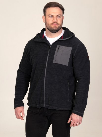 D555 Damien Micro Fleece Zip Through Hoody Sort/Grå - Trøjer og hættetrøjer - Trøjer og Hættetrøjer i store størrelser - 2XL-14XL