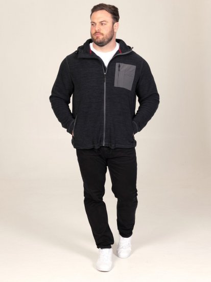 D555 Damien Micro Fleece Zip Through Hoody Sort/Grå - Trøjer og hættetrøjer - Trøjer og Hættetrøjer i store størrelser - 2XL-14XL