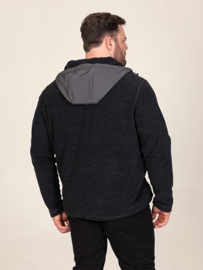 D555 Damien Micro Fleece Zip Through Hoody Sort/Grå - Trøjer og hættetrøjer - Trøjer og Hættetrøjer i store størrelser - 2XL-14XL