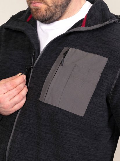 D555 Damien Micro Fleece Zip Through Hoody Sort/Grå - Trøjer og hættetrøjer - Trøjer og Hættetrøjer i store størrelser - 2XL-14XL