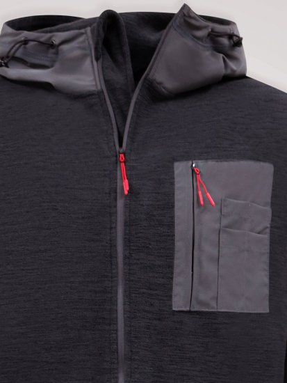 D555 Damien Micro Fleece Zip Through Hoody Sort/Grå - Trøjer og hættetrøjer - Trøjer og Hættetrøjer i store størrelser - 2XL-14XL
