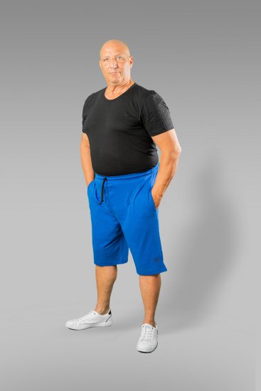 20 Nodi Short Leg Sports Pants in Combed Cotton Jersey Blue - Joggingbukser og shorts - Sweatpants og Sweatshorts 2XL-12XL