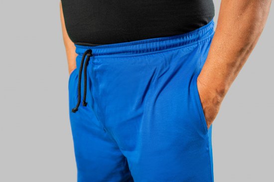 20 Nodi Short Leg Sports Pants in Combed Cotton Jersey Blue - Joggingbukser og shorts - Sweatpants og Sweatshorts 2XL-12XL