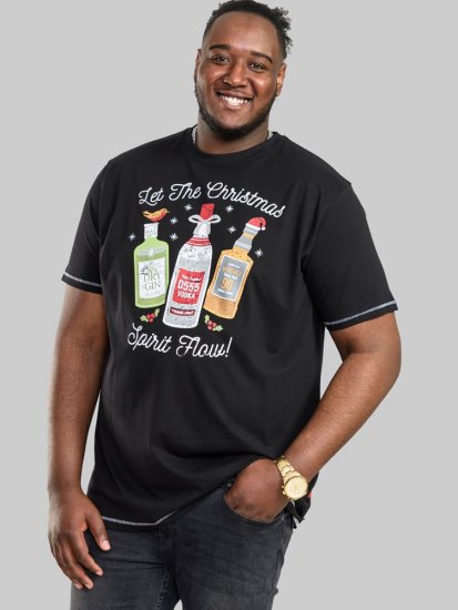 D555 SPIRIT Christmas Spirit Printed T-Shirt Black - T-shirts - T-shirts i store størrelser - 2XL-14XL