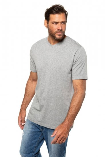 JP1880 702415 T-shirt med V-hals Gråmeleret - T-shirts - T-shirts i store størrelser - 2XL-14XL
