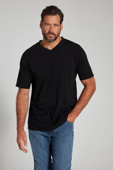 JP1880 702415 T-shirt med V-hals Sort - T-shirts - T-shirts i store størrelser - 2XL-14XL