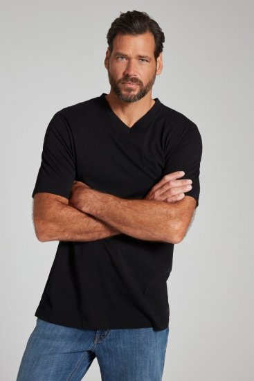 JP1880 702415 T-shirt med V-hals Sort - T-shirts - T-shirts i store størrelser - 2XL-14XL