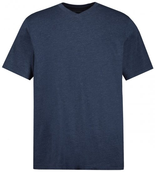 JP1880 702415 T-shirt med V-hals Mellemblå meleret - T-shirts - T-shirts i store størrelser - 2XL-14XL