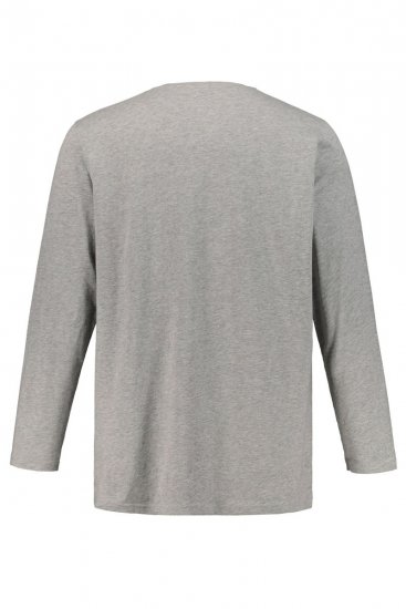 JP1880 702555 Langærmet Henley-shirt Gråmeleret - T-shirts - T-shirts i store størrelser - 2XL-14XL