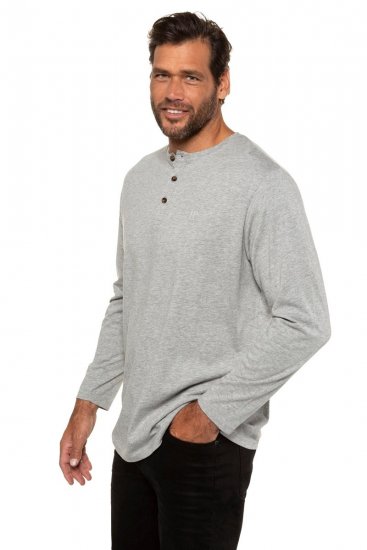 JP1880 702555 Langærmet Henley-shirt Gråmeleret - T-shirts - T-shirts i store størrelser - 2XL-14XL