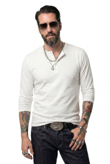 JP1880 702555 Langærmet Henley-shirt Hvid - T-shirts - T-shirts i store størrelser - 2XL-14XL