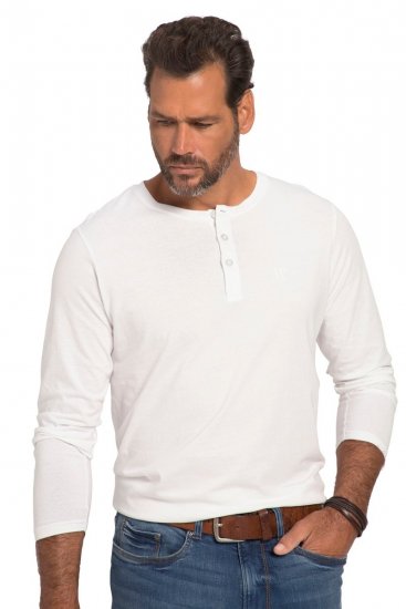 JP1880 702555 Langærmet Henley-shirt Hvid - T-shirts - T-shirts i store størrelser - 2XL-14XL