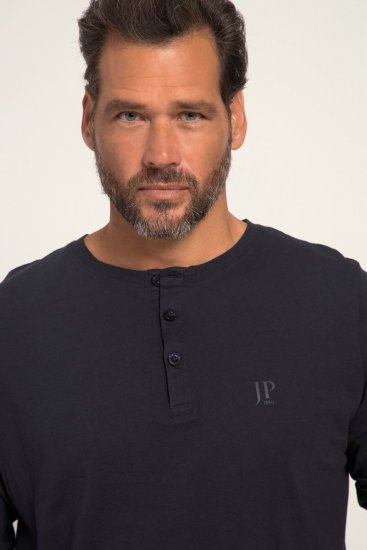 JP1880 702555 Langærmet Henley-shirt Mørkeblå - T-shirts - T-shirts i store størrelser - 2XL-14XL