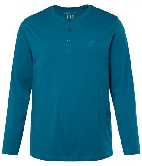 JP1880 Henley T-shirt Long Sleeve Blue - T-shirts - T-shirts i store størrelser - 2XL-14XL