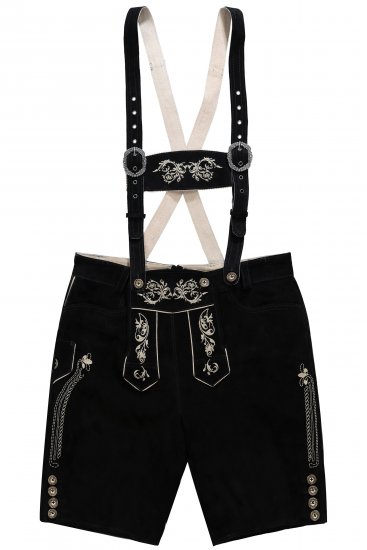 JP1880 Genuine Leather Traditional Lederhosen Shorts Black - Shorts - Shorts i store størrelser - W40-W60