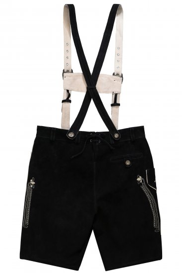 JP1880 Genuine Leather Traditional Lederhosen Shorts Black - Shorts - Shorts i store størrelser - W40-W60