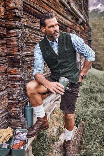 JP1880 Genuine Leather Traditional Lederhosen Shorts Brown - Shorts - Shorts i store størrelser - W40-W60