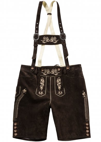 JP1880 Genuine Leather Traditional Lederhosen Shorts Brown - Shorts - Shorts i store størrelser - W40-W60