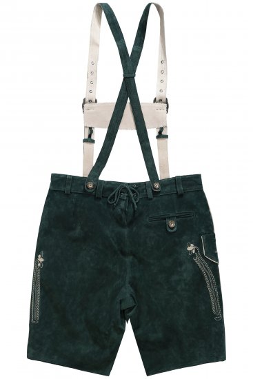 JP1880 Genuine Leather Traditional Lederhosen Shorts Green - Shorts - Shorts i store størrelser - W40-W60
