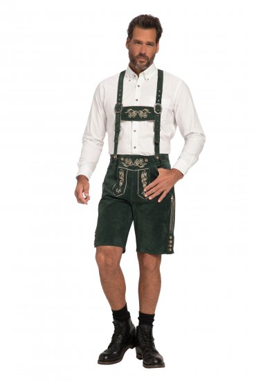 JP1880 Genuine Leather Traditional Lederhosen Shorts Green - Shorts - Shorts i store størrelser - W40-W60
