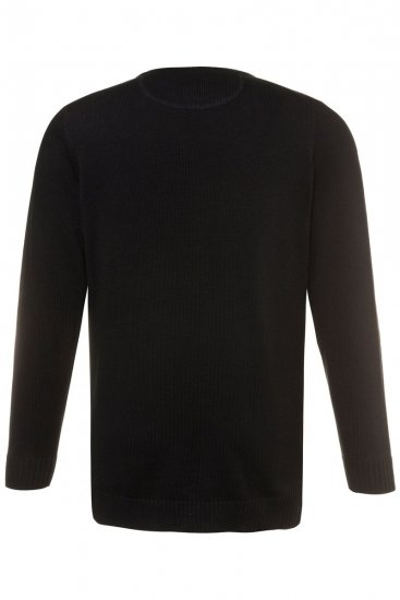 JP1880 708261 Striktrøje med rund hals Sort - Trøjer og hættetrøjer - Trøjer og Hættetrøjer i store størrelser - 2XL-14XL