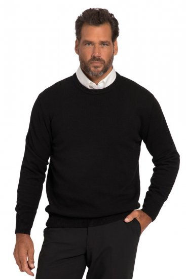 JP1880 708261 Striktrøje med rund hals Sort - Trøjer og hættetrøjer - Trøjer og Hættetrøjer i store størrelser - 2XL-14XL