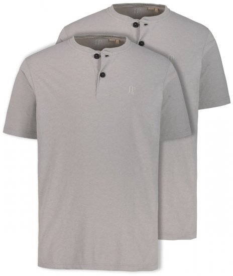 JP1880 708420 Henley-shirt 2-pak Gråmeleret - T-shirts - T-shirts i store størrelser - 2XL-14XL