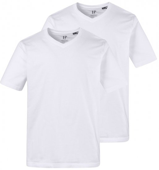 JP1880 711318 T-shirt med V-hals 2-pak Hvid - T-shirts - T-shirts i store størrelser - 2XL-14XL
