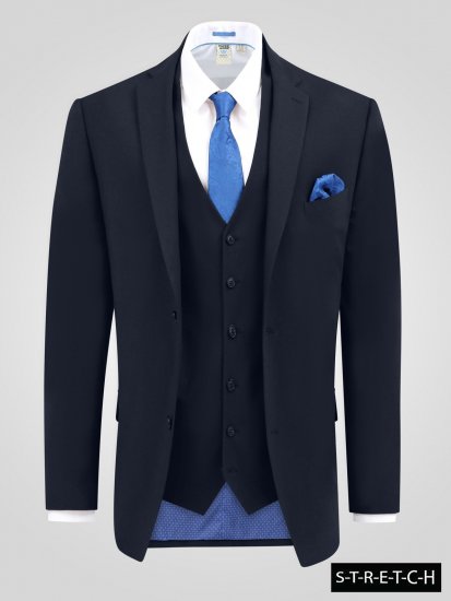 D555 Ted 4 Way Stretch Tailored Suit Jacket Mørkeblå - Habitter og blazere - Habitter og jakkesæt i store størrelser