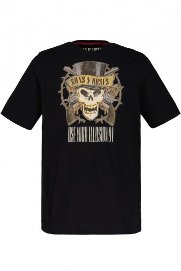 JP1880 Guns N’ Roses Skull Comfort Fit Band T-Shirt Black - T-shirts - T-shirts i store størrelser - 2XL-14XL