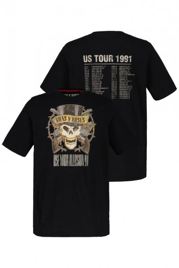JP1880 Guns N’ Roses Skull Comfort Fit Band T-Shirt Black - T-shirts - T-shirts i store størrelser - 2XL-14XL
