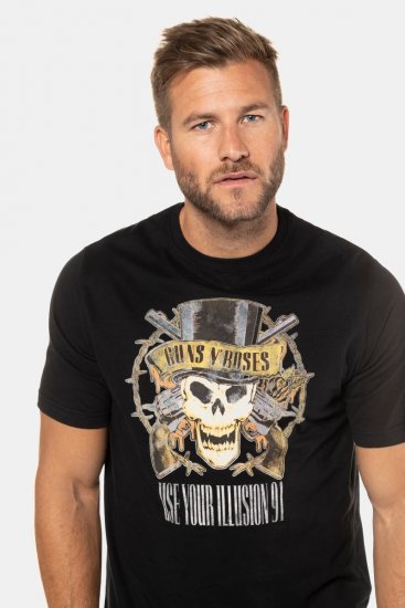 JP1880 Guns N’ Roses Skull Comfort Fit Band T-Shirt Black - T-shirts - T-shirts i store størrelser - 2XL-14XL