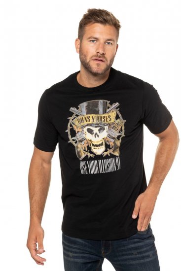JP1880 Guns N’ Roses Skull Comfort Fit Band T-Shirt Black - T-shirts - T-shirts i store størrelser - 2XL-14XL