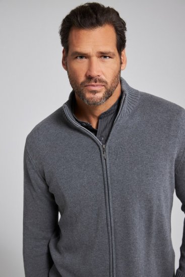 JP1880 Cardigan Knitted with Zipper Grey - Trøjer og hættetrøjer - Trøjer og Hættetrøjer i store størrelser - 2XL-14XL