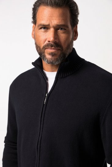 JP1880 Cardigan Knitted with Zipper Navy - Trøjer og hættetrøjer - Trøjer og Hættetrøjer i store størrelser - 2XL-14XL