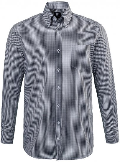 JP1880 722859 Langærmet ternet skjorte Sort - Skjorter - Skjorter til store mænd 2XL- 8XL