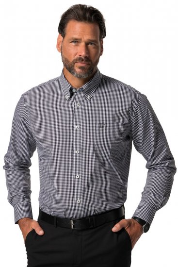 JP1880 722859 Langærmet ternet skjorte Sort - Skjorter - Skjorter til store mænd 2XL- 8XL