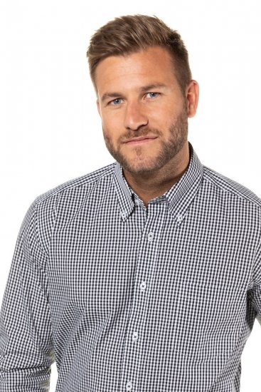 JP1880 722859 Langærmet ternet skjorte Sort - Skjorter - Skjorter til store mænd 2XL- 8XL
