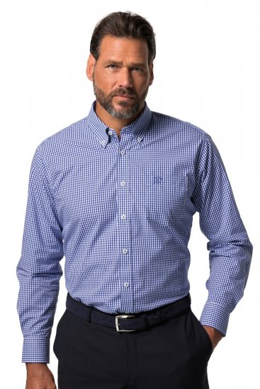 JP1880 722859 Langærmet ternet skjorte Lyseblå - Skjorter - Skjorter til store mænd 2XL- 8XL