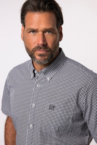 JP1880 722860 Kortærmet ternet skjorte Sort - Skjorter - Skjorter til store mænd 2XL- 8XL