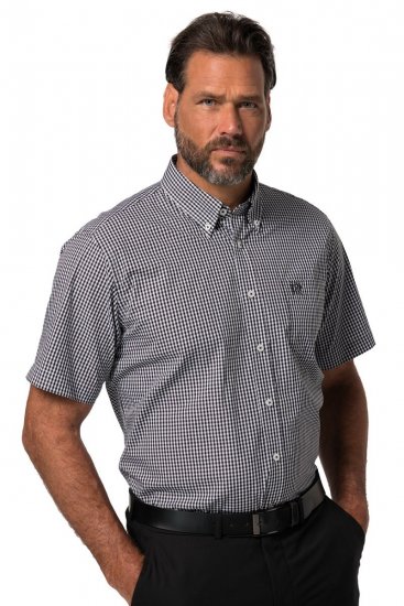 JP1880 722860 Kortærmet ternet skjorte Sort - Skjorter - Skjorter til store mænd 2XL- 8XL