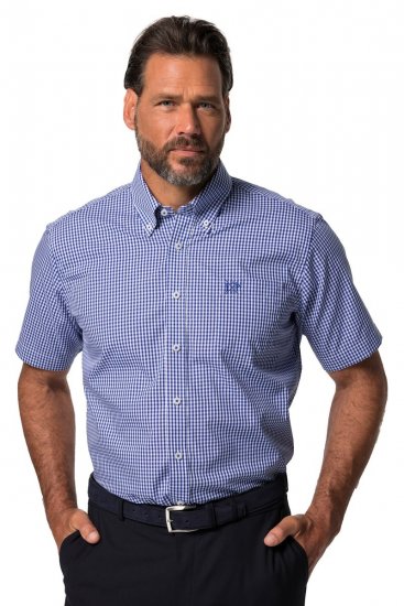 JP1880 722860 Kortærmet ternet skjorte Lyseblå - Skjorter - Skjorter til store mænd 2XL- 8XL